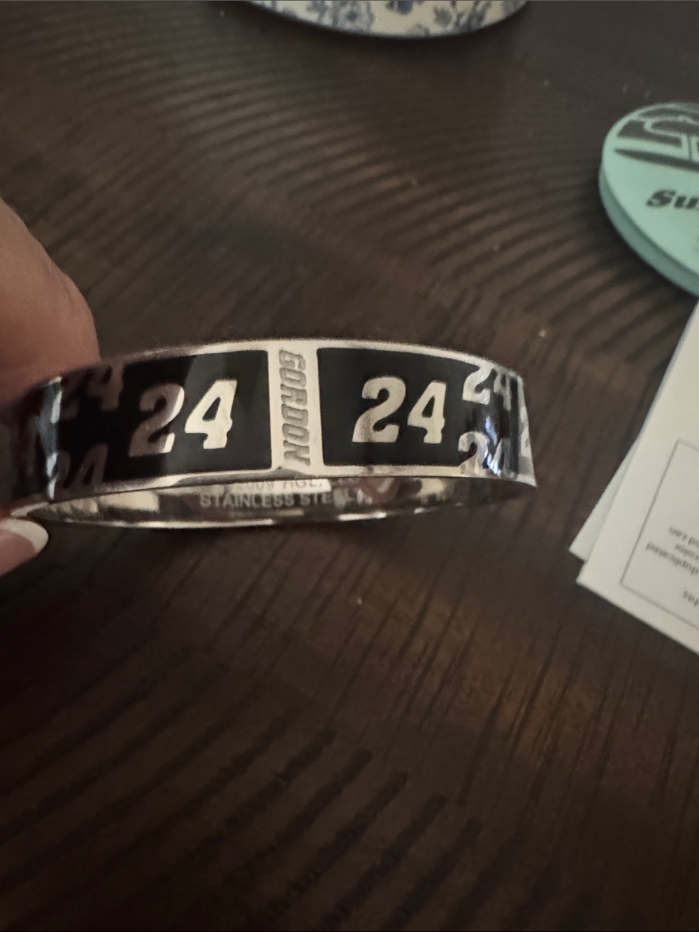 Jeff Gordon Black & Silver '24' Stainless Steel Bangle Bracelet